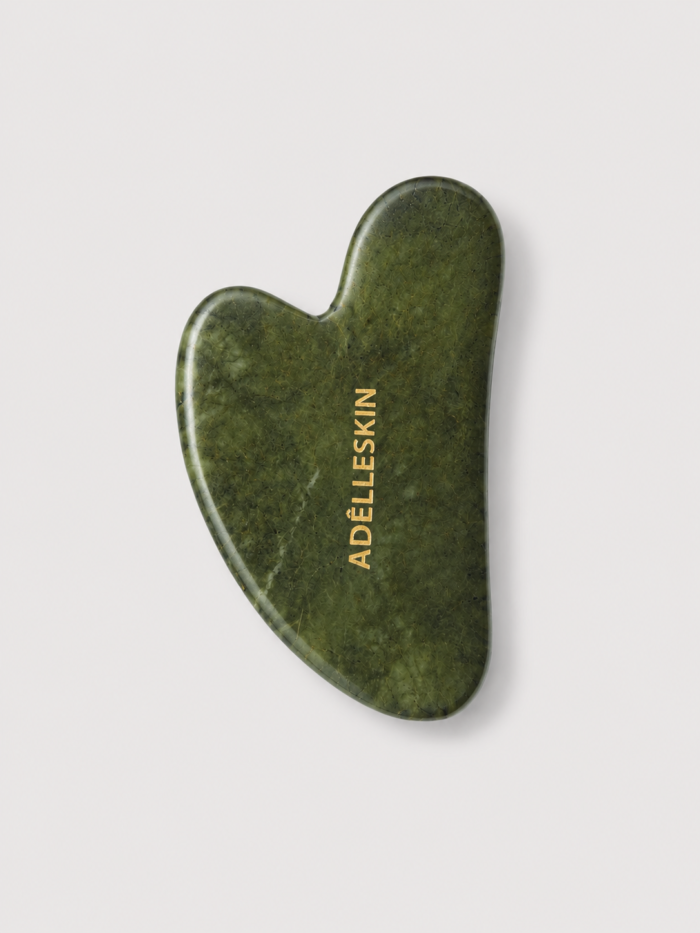 Green Jade Gua Sha Stone – Sculpting & Depuffing Facial Massage Tool | adêllecare